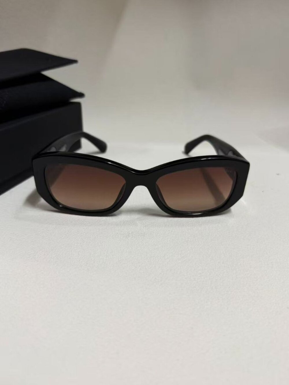 CHANEL 5493-A Black Rectangle Sunglasses – with Original Case & Box